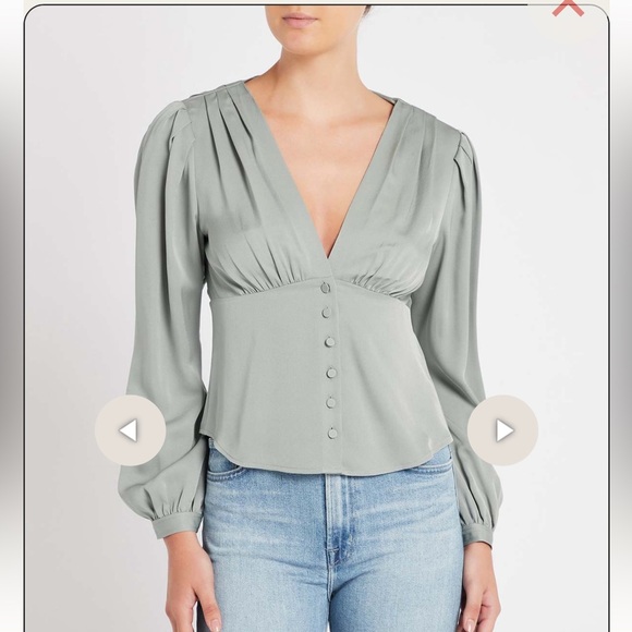 Frame denim empire pleat top- green - Picture 2 of 10